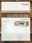Teac CX-210 CX-270 Cassette Owners / User Manual *original*. Fixed Price $19.97.