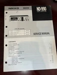 Nikko ND-990 ND990 Tape Deck Repair Service Manual From The Usa **original**. Fixed Price $23.99.