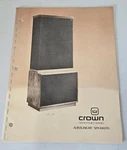Original Crown ES224 ES26 ES14 C8 Auralinear Speakers Advertising Spec Sheet. Fixed Price $24.99.