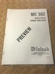 Original Mcintosh MC502 Power Amplifier - Product Preview D1060. Fixed Price $15.95.