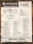 Hitachi D-W700 Cassette Service Manual *original*. Fixed Price $14.97.