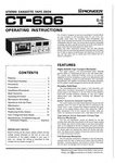 Operating Instructions For Pioneer CT-606. Fixed Price $10.55.