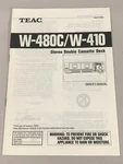 Teac W-480C W-410 Dual Cassette Deck Owner's Manual Operating Instructions. Fixed Price $14.95.