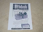 Mcintosh Ad, 1951, 50W-2 Tube AMPLIFIER,1 Page, AE-2. Fixed Price $9.99.