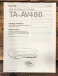 Sony TA-AV480 Amplifier Owners / User Manual *original*. Fixed Price $14.97.