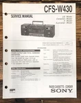 Sony CFS-W430 Radio Service Manual *original*. Fixed Price $14.97.