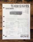 Sony TC-K561S TC-KA1ES Cassette Service Manual *original*. Fixed Price $24.97.
