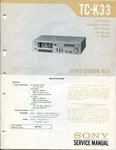 Sony TC-K33 Stereo Cassette Deck Service Manual. Fixed Price $14.78.