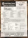 Hitachi D-W77 Cassette Service Manual *original*. Fixed Price $14.97.