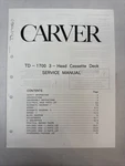 Vintage Carver Service Manual Model Number TD-1700. Fixed Price $30.00.