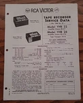Vintage Rca Victor Tape Recorder Service Data Model Yhb 22 26 1966 No 37. Fixed Price $14.95.