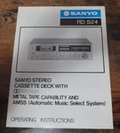 Sanyo Rd S24 Cassette Deck Operating Instructions *original*. Fixed Price $9.99.