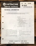 Hitachi D-E57 Cassette Technical Information Manual *original*. Fixed Price $14.97.