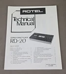 Rotel Stereo Cassette Deck RD-20 Technical Manual D-4167. Fixed Price $64.95.