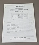 Mitsubishi Stereo Cassette Deck DT-10 Service Manual D-4142. Fixed Price $74.95.