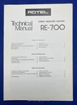 Original Rotel RE-700 Stereo Graphic Equalizer Technical Manual. Fixed Price $19.95.