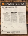Hitachi D-560 Cassette Service Manual *original*. Fixed Price $14.97.