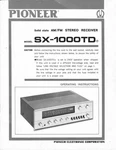 Pioneer SX-1000-TD Receiver Owners Manual. Fixed Price $22.24.