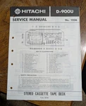 Hitachi Stereo Cassette Tape Deck D-900U Service Manual D-4628. Fixed Price $74.95.
