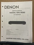 Original Service Manual For The Denon DA-500 Converter Owner. Fixed Price $11.98.
