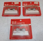 3 Vtg Realistic MC-90 Micro Cassette Tapes 1.5X2.25 Cat No 44-644 New Sealed. Fixed Price $20.00.