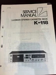 Luxman K-118 K118 Deck Repair & Service Manual 178 211 **original**. Fixed Price $32.99.