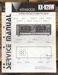 Kenwood KX-929W Cassette Service Manual *original*. Fixed Price $14.97.