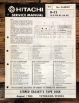 Hitachi D-E2 Cassette Service Manual *original*. Fixed Price $14.97.