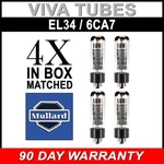 Brand New Plate Current Matched Quad (4) Reissue Mullard EL34 6CA7 Vacuum Tubes. Fixed Price $202.48.