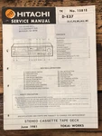 Hitachi D-E37 Cassette Service Manual *original*. Fixed Price $14.97.