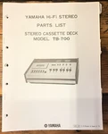 Yamaha TB-700 Cassette Parts List Manual *original*. Fixed Price $14.97.
