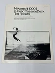 Nakamichi 1000 Ii Cassette Deck Test Results Sales Brochure. Fixed Price $25.00.