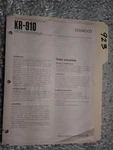 Kenwood KR-910 Instruction Manual Original Owners Book Stereo Receiver Tuner. Fixed Price $20.00.
