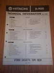 Hitachi Technical Information Manual D-900 Cassette Tape Deck/player Original. Fixed Price $9.98.