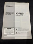 Aiwa AD-F850U Stereo Cassette Deck Operating Instructions. Fixed Price $9.80.