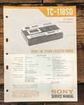 Sony TC-118SD Cassette Service Manual *original*. Fixed Price $14.97.