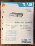 Sony TA-F40 Amplifier Service Manual *original*. Fixed Price $19.97.