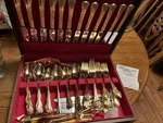 Gold Plated Silverware + Box 104PCS Rogers By Kenwood Supreme Cutlery Towle. Fixed Price $169.00.