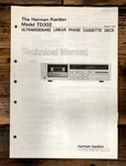 Harman Kardon TD302 TD-302 Cassette Service Manual *original*. Fixed Price $19.97.