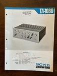 Sony TA-1080 Integrated Amplifier Servicing Guide Oem Vintage Diagrams Repair. Fixed Price $24.99.