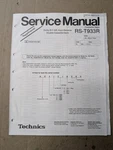 Technics RS-T933R Cassette Deck Supplement Service Manual D-4921. Fixed Price $54.95.