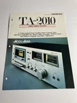 Onkyo TA-2010 Stereo Cassette Deck Brochure Original Rare. Fixed Price $20.00.
