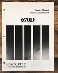 Scott Model 670D Cassette Service Manual *original*. Fixed Price $24.97.