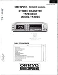 Onkyo TA-2025 Stereo Cassette Tape Deck, Original Service Manual. Fixed Price $20.00.