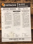 Hitachi D-777 Cassette Service Manual *original*. Fixed Price $14.97.