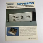 Pioneer SA-5200 Vintage Specification Sheet Rare. Fixed Price $28.00.