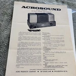 Acrosound Ultra -linear Ii 60 Watt Power Amplifier Kit Original 1 Page. Fixed Price $29.95.