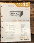 Sony TC-206SD Cassette Service Manual *original*. Fixed Price $14.97.