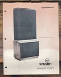 Crown ES-224 -212 -26 -14 Auralinear Speakers Dealer Brochure *original*. Fixed Price $19.97.