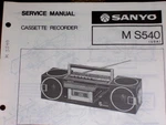 Sanyo M-S540 Radio Cassette Recorder Service Manual. Fixed Price $8.98.